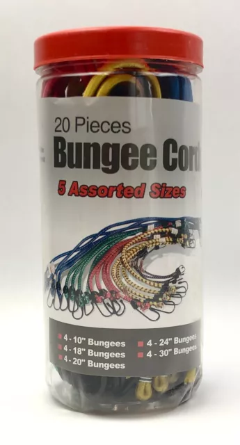 Buffalo Tools BUNGEE20 5-Assorted Sizes Bungee Cord Set 20-Pack