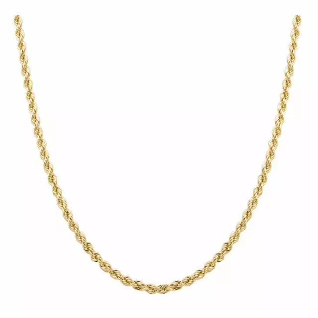 10K Solid Yellow Gold Necklace Gold Rope Chain 1.5MM 16" 18" 20" 22" 24" 30" 32"