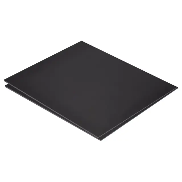 Negro ABS Plástico Hoja 10x8x0.04" para Edificio Modelo, DIY Artesanía, 2pzs