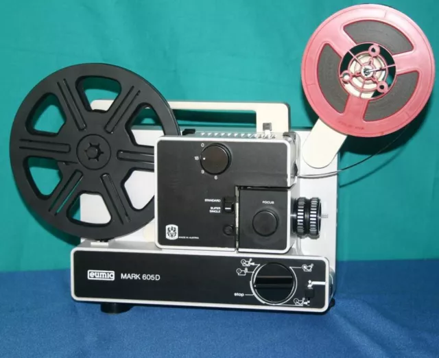 EUMIG 605d DUAL 8mm MOVIE PROJECTOR.  NEW BELT & 100W LAMP, SERVICED A1