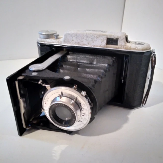 Appareil Photo Pliant Vintage Kodak 6.3 Modèle 21 – Objectif Angénieux – étui Cuir