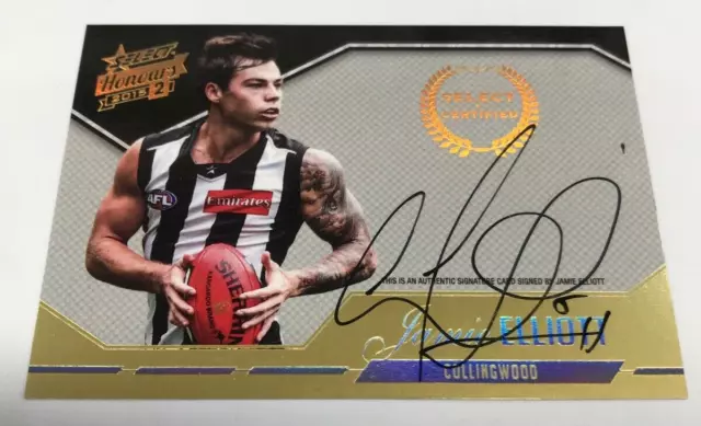 2015 Select Afl Honours S2 Certified Signature Card Scs5 Jamie Elliott-Coll.