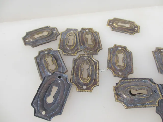 Vintage Brass Drawer Keyhole Plate Old Rococo Escutcheon Door Antique - £5each