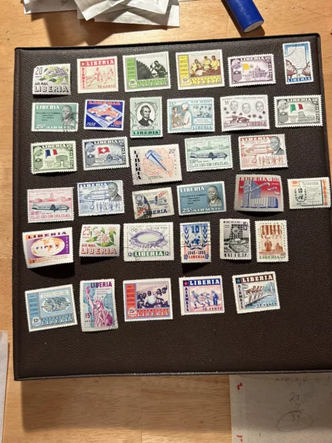 LIBERIA Lot Of 34 Mint And Used Stamps And A Souvenir Sheet