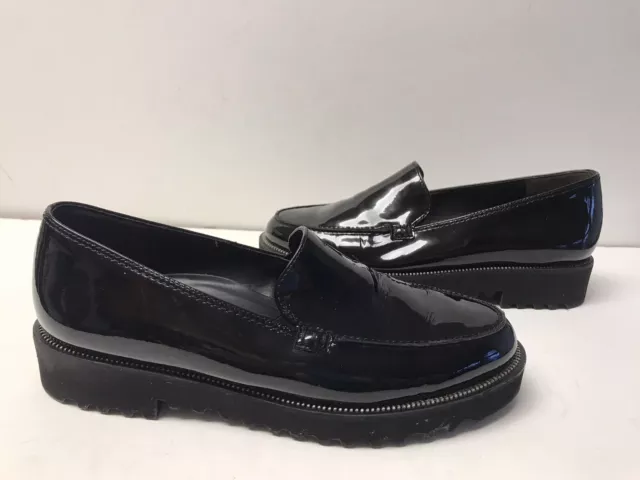 Paul Green Womens Jojo Black Patent Leather Lug Loafers US Size 4 E Slim 2