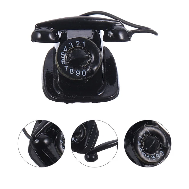 Doll House Phone Metal Dollhouse Telephone Model Rotary Toys Miniature
