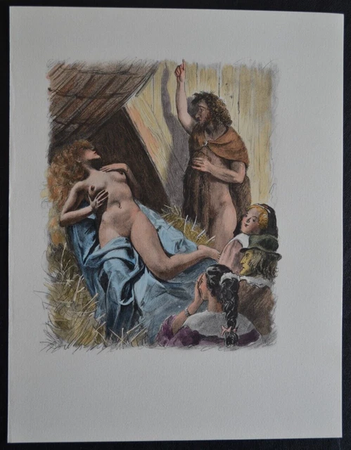 Lithographie Erotique Vers 1950 Femme Nue Erotisme Curiosa Grange Exhibition