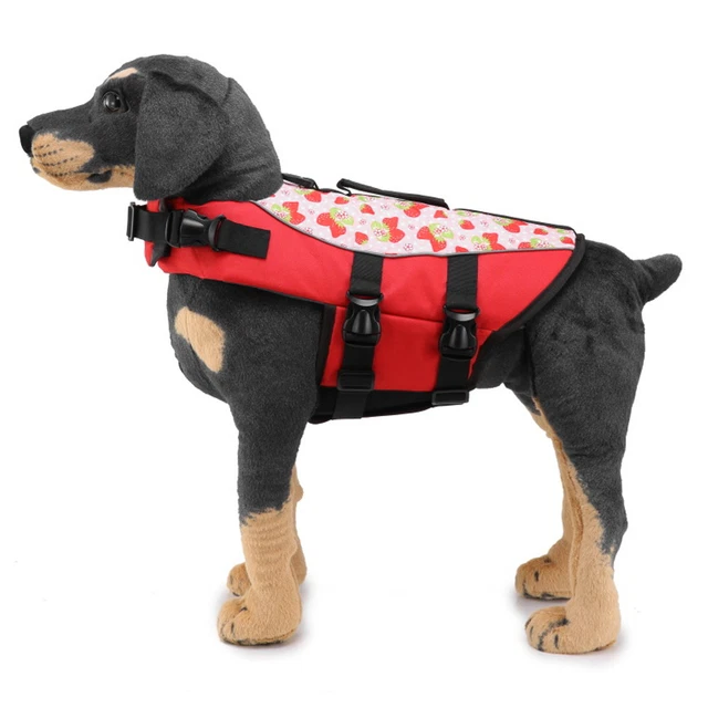 Chaqueta flotante para perro resistente a las lágrimas chaleco salvavidas ajustable rojo con espalda