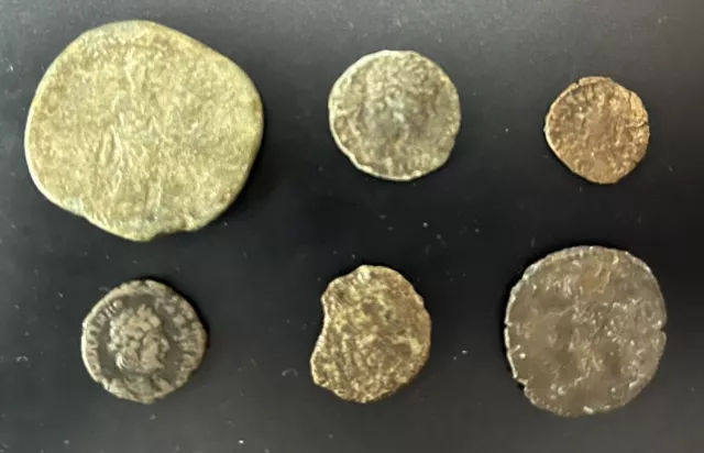 Lot de 6 Pièces anciennes ROMAINE différents métaux à étudier