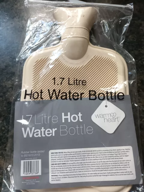 Botella de agua caliente de goma natural de 1,7 l