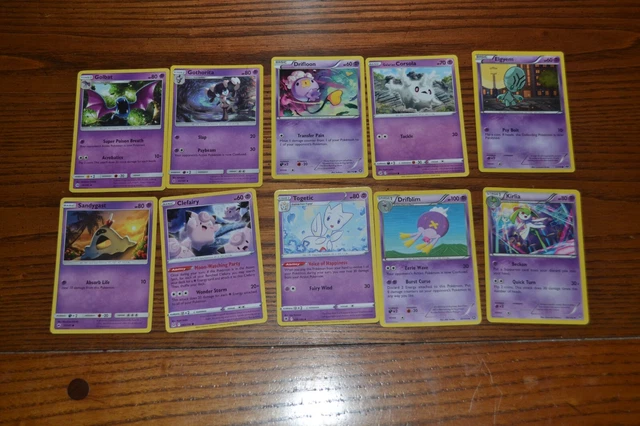 10 purple Pokémon playing/collecting cards