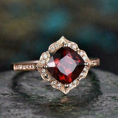 2Ct Lab Created Red Garnet/Diamond Halo Women Engagement Ring 14k Rose Gold Over