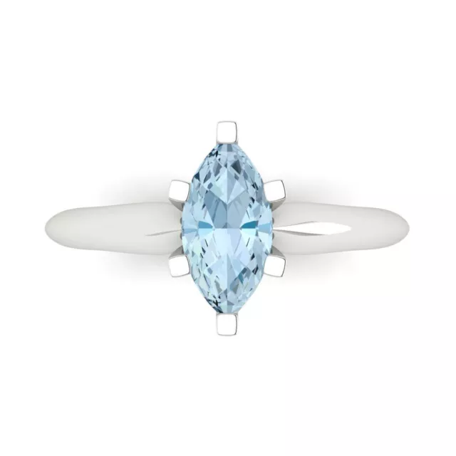 1.0 ct Marquise Cut Swiss Topaz Wedding Bridal Promise Ring Solid 14k White Gold