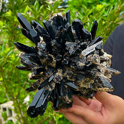 6.46LB Natural Beautiful Black Quartz Crystal Cluster Mineral Specimen Rare 680