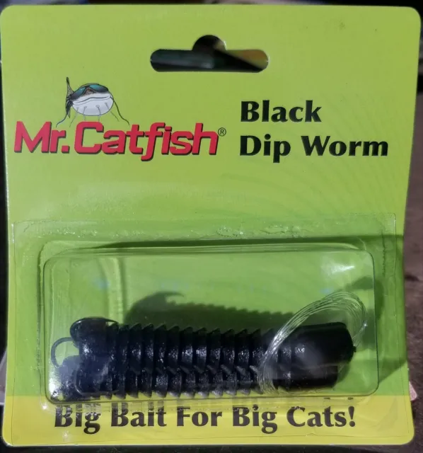 Mr. Catfish Dip Worms (Doc's Super Worm) 7/2 Packs Black -Free Shipping