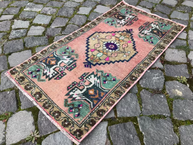 Handmade Wool Rug, Bohemian Small Rug, Turkish Vintage Rug, Home Decor,1,5 x 2,8