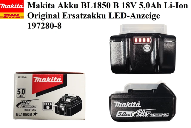 Original Makita Akku BL1850B – 18 V / 5 Ah, Mit LED-Indikator Für LXT Geräte