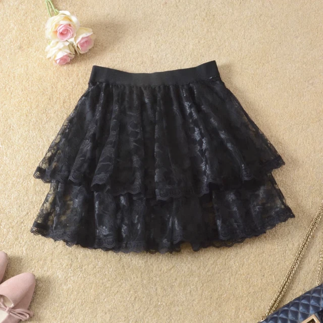 Jupe Femme Tulle Plissé - ZGEER - A Ligne - Noir - Taille élastique noir - Prêt-à-Porter
