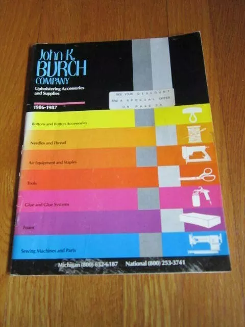 Vintage Catalog John K. Burch Upholstering Supplies 1980's Prices Upholsterers