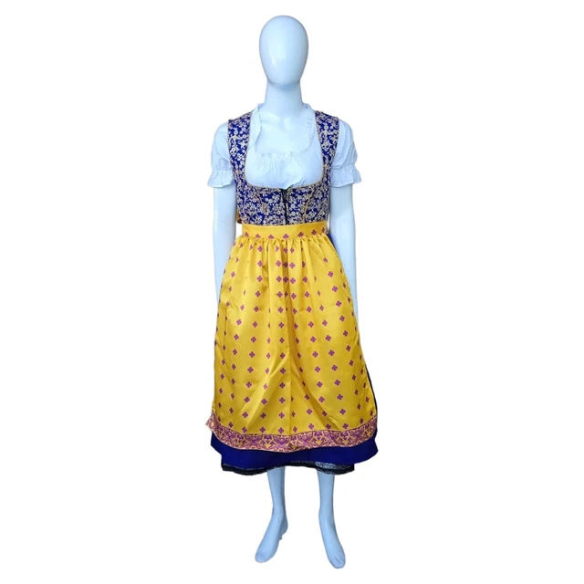 royal bue embroidory long maxi 80cm authentic german women dirndl dress