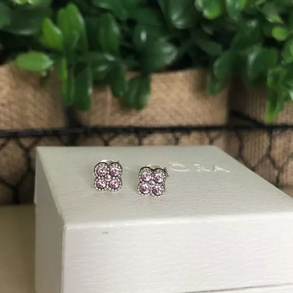 Brand New Genuine Pandora Pink Oriental Blossom Stud CZ Earrings 290647PCZ