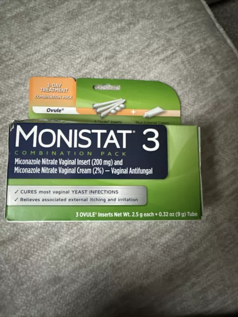 Monistat 3 PAQUETE COMBINADO Inserto ÓVULO Vaginal Antifúngico + Crema para Picazón 09/2023
