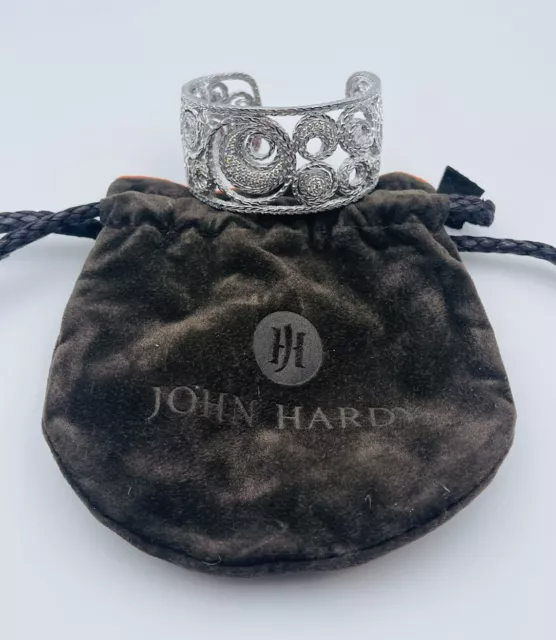 John Hardy Argent Sterling & Diamant Langit Large Manchette Bracelet