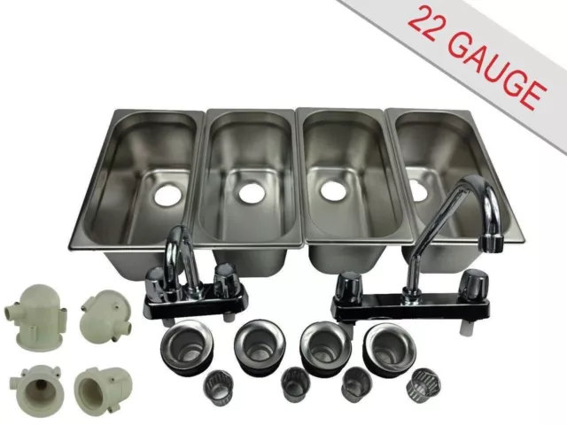 4 Compartment Concession Sink Portable 4 Traps Hand Washing Food Truck Trailer