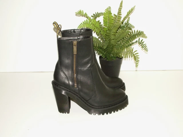 DR. MARTENS MAGDALENA II black leather heeled boots uk 4 eu 37 us