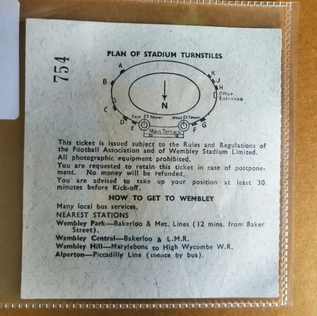 1966 FINALE COPPA DEL MONDO 3° POSTO PLAY OFF URSS v BIGLIETTO PARTITA