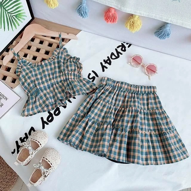 2 PC / Set Ragazze Estate Abbigliamento Coreana Jeans Manica Corta T-Shirt + 8