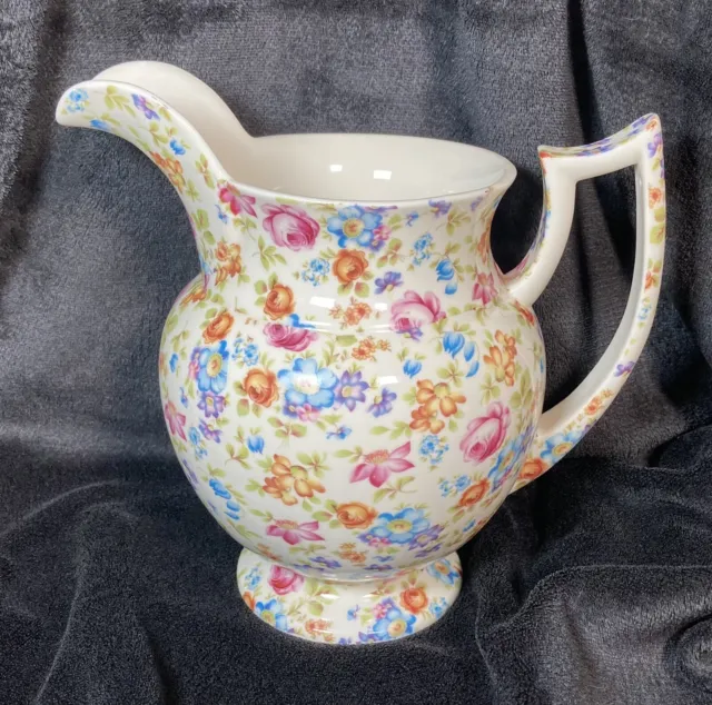 Vintage Lord Nelson Ware Porcelain Jug Water Pitcher Floral Design Decor 7.5"