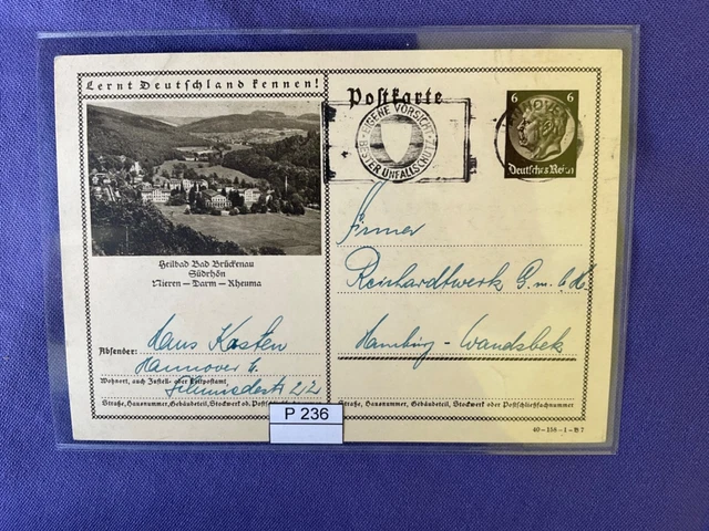 DR 1933-45, Ganzsache, P236, DV: 40-158-1-B7, Bad Brückenau