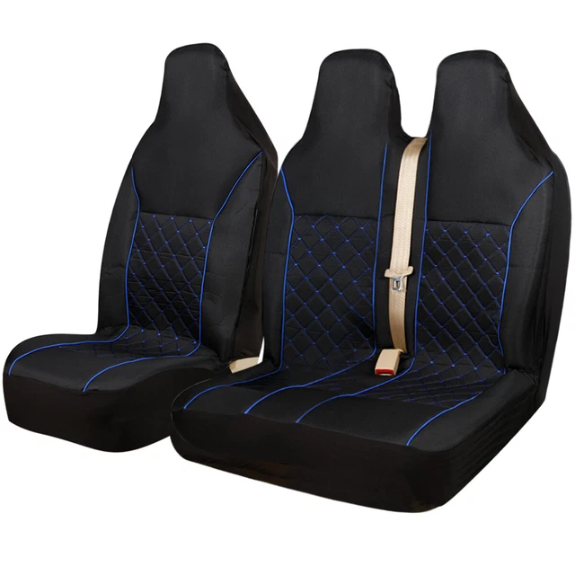 FORD TRANSIT (MK6) Luxury Quilted Blue Piping Van Seat Covers Single
