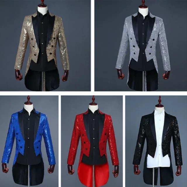 Costumes pour hommes avec paillettes brillantes et appliques en or