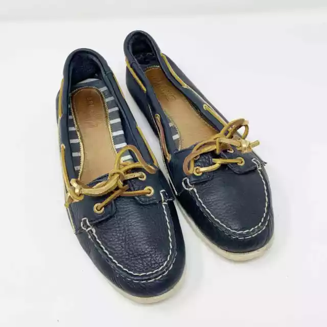 SPERRY TOP SIDER WOMEN S 8 Audrey Navy Gold Leather Boat Shoe