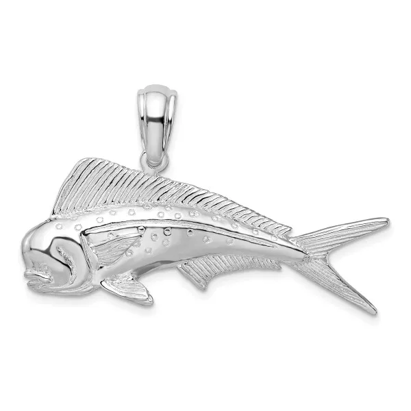 925 Sterling Silver Mahi Mahi Fish Necklace Charm Pendant 3
