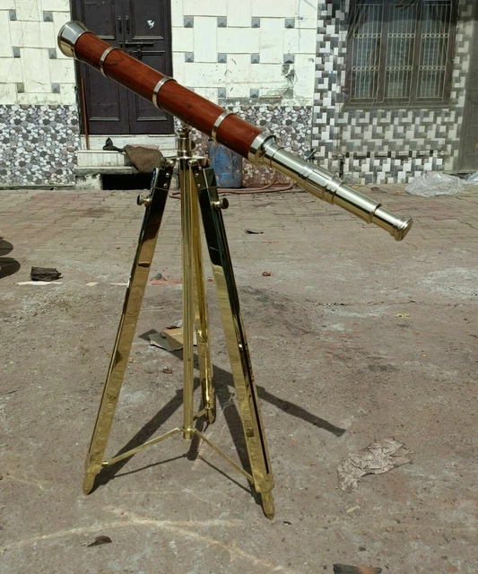 Télescope Ancien Avec Trépied - Laiton - Reproduction WWII