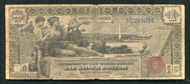 Fr 224 1896 $1 One Dollar “Educational” Silver Certificate Currency Note Vf