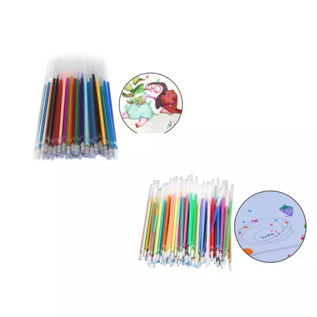 136 Pièces Stylo Gel Néon Recharge Stylo à Paillettes Pour Coloriage Dessin