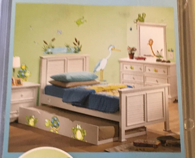POND ANIMALS GIANT WALL DECALS Frogs Turtles Crane Stickers Kids Baby