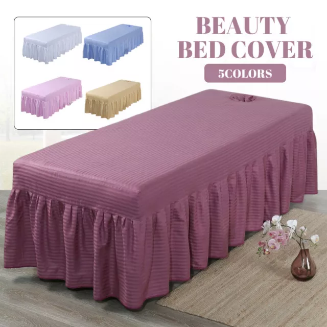 Soft Cotton Beauty Massage Bed Full Cover Table Sheet Hole SPA Bed Cover Skirt