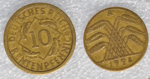 Deutsches Reich, 10 Rentenpfennig 1924 A sehr schön  Kursmünze; Bronze