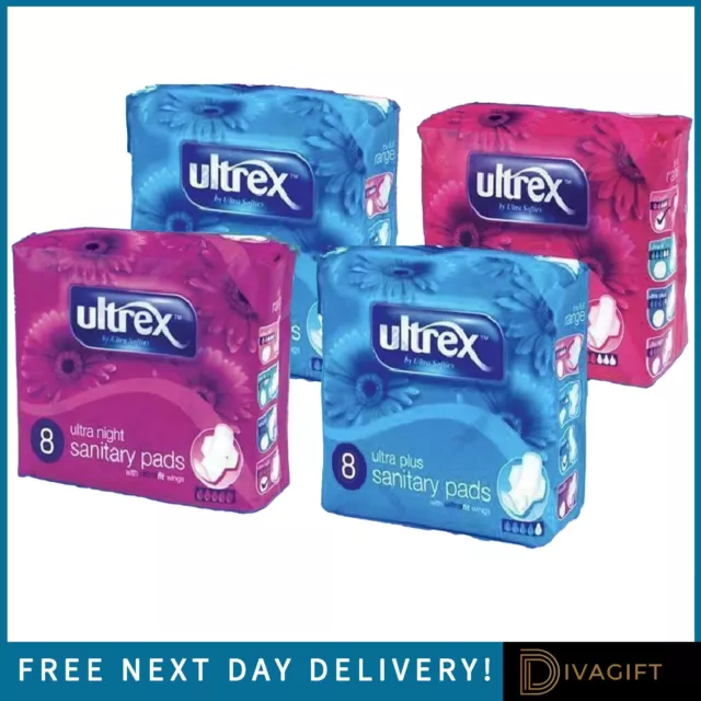 3x8 SANITARY PADS ULTREX ULTRA FIT NIGHT WINGS SLIM PLUS INCONTINENCE FOR WOMEN