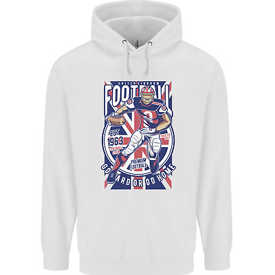 UK American Football Player Mens 80% Cotton Hoodie