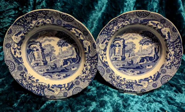 TWO Copeland Spode's Italian England  - Blue & White 19cm Bowls .