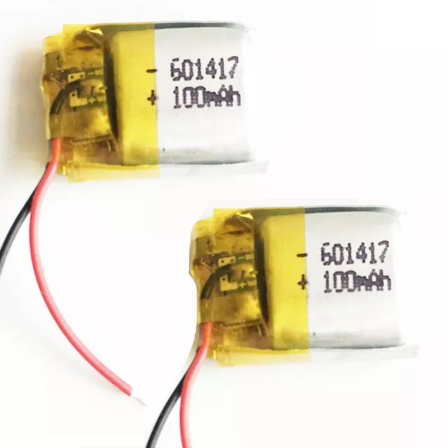 2PCS 100mAh 3.7V Lipo Polymer Rechargeable Battery For MP3 GPS Bluetooth 601417