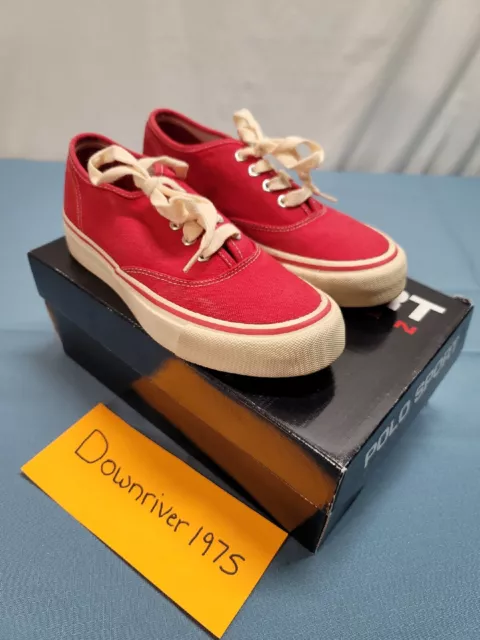 Vintage Red Ralph Lauren Polo Canvas Shoes Women's 6B WD3426 Boater Deck Logo