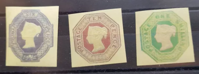 Set of 3 embossed reproductions; NOT GENUINE STAMPS