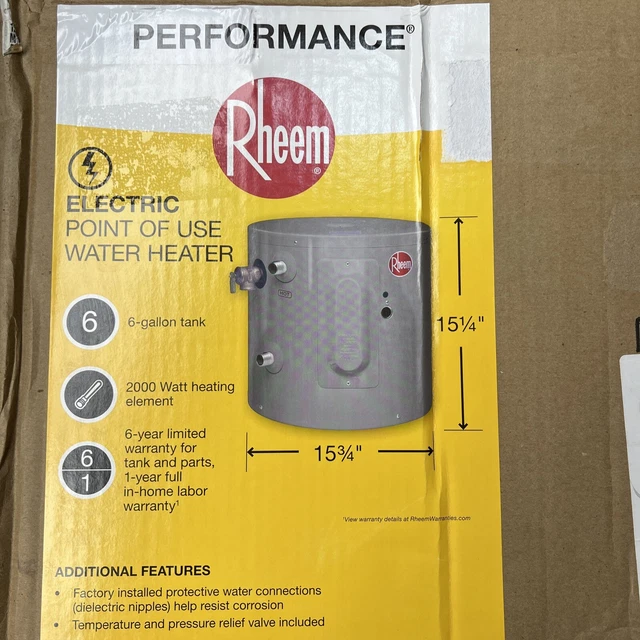 RHEEM WATER HEATER Single Element Electric PointOfUse 6 Gal. 2000